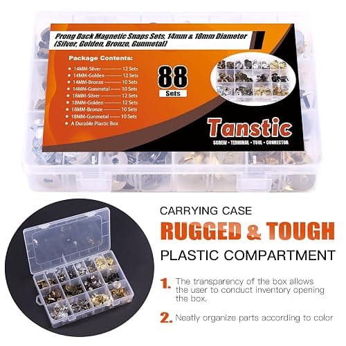 Tanstic 88 Sets 14mm and 18MM 4 Color Magnetic Button Clasps Snaps Fastener Clasps Button Knitting Buttons Sets for Sewing, Craft, Purses, Bags, Clothes, Leather thumbnail 6