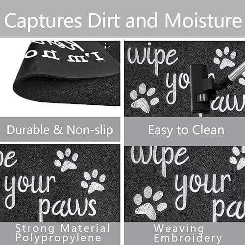 HLFMVWE Welcome Mats for Front Door Wipe Your Paws Funny Doormat, Durable Natural Rubber Non Slip Back Mat Indoor Doormats Dog Doormats Mats for Entryway Porch Black Mat thumbnail 4