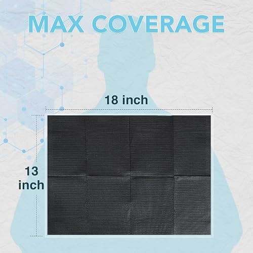 80 Pack Disposable Dental Bibs 13"x18", 3-Ply Waterproof Tattoo Bibs Sheet for Nail Salon, Dental Clinic, Feeding, Tattoo Shop (Black) thumbnail 2