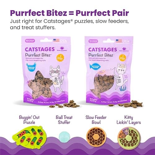 Catstages Nina Ottosson Buggin’ Out Puzzle & Play Cat Puzzle Feeder – Interactive Treat Game for Indoor Cats, Level 2 Slow Feeder Enrichment Toy, 13.9" x 11.5" thumbnail 6