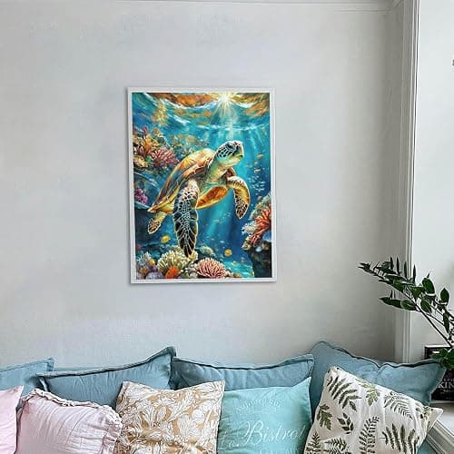 Lovepefe Sea Turtle Diamond Art Painting Kits for Adults Paint with Diamond Kit for Beginners DIY Full Drill Gem Art Home Wall Decor 12 X 16 Inch thumbnail 4