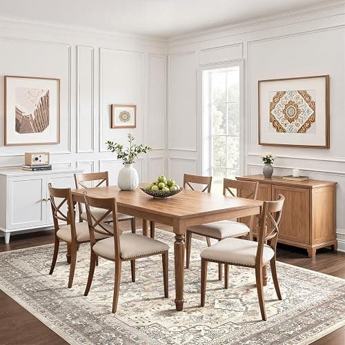 8x10 Area Rugs Living Room: Washable Boho Large Neutral Vintage Soft Rug Stain Resistant Farmhouse Non Slip Indoor Floor Carpet for Bedroom Nursery Kids Playroom Office Dining Room Home Decor- Brown thumbnail 6