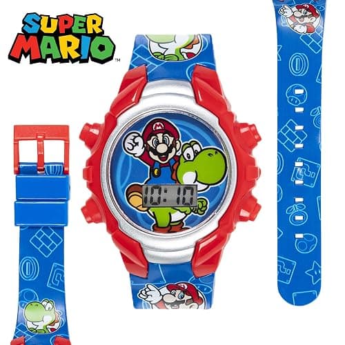 Accutime Super Mario Kids Digital Watch with Yoshi, LED Light Show, Soft Silicone Strap, Durable Kid-Friendly Design, Fun Time-Telling for Boys and Girls thumbnail 4