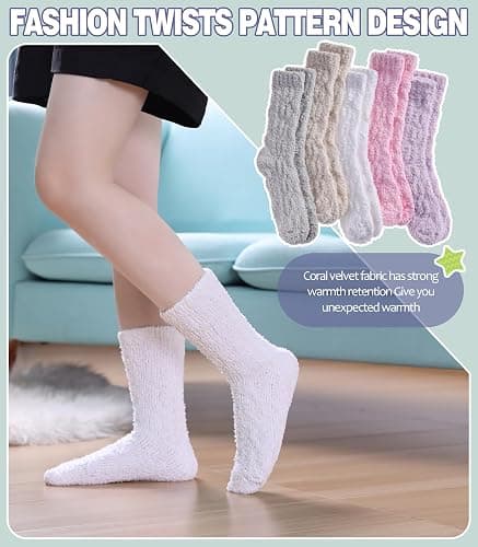DOSKONI Fuzzy Socks for Women Fluffy Slipper Socks Cozy Winter Warm Soft Microfiber Plush Home Sleeping Gift Socks thumbnail 2