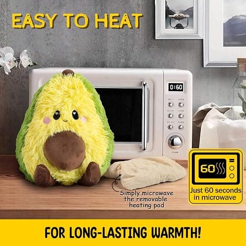 Happy Fuel Avocado Microwavable Unscented 1.5lbs Heating Pad For Women And Kids- Cute Soft Cozy Pillow Plush Heatable Warm Stuffed Animals- Kawaii Hot & Cold Plushie Food Toy - Avocado Gifts For Girls thumbnail 5