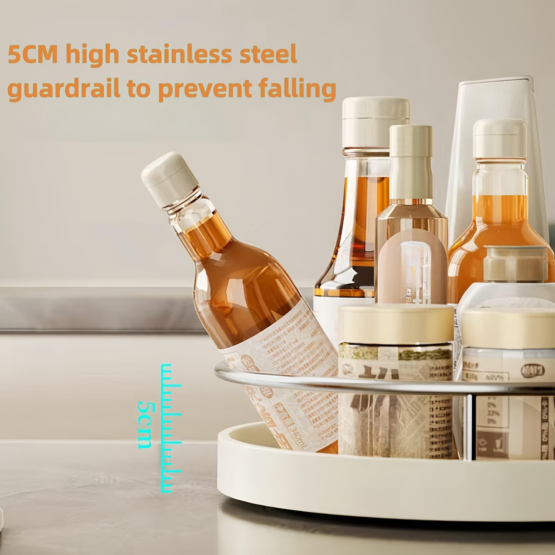 360° Rotating Lazy Susan Organizers,Turntable Spice Rack Organisers,10in Non-Slip Multifunctional Spice Rotating Storage Rack for Kitchen,Pantry, Table,Bathroom,Closet Organizers (Large-2, 25cm, 1) thumbnail 3