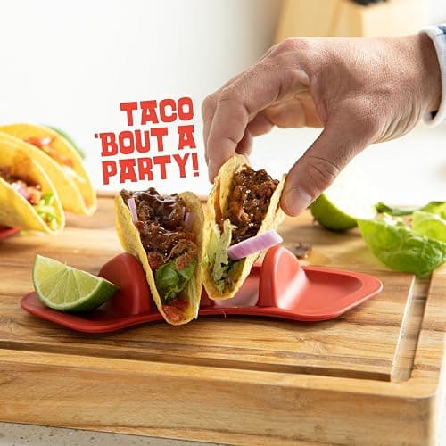 Taco Tuesday Kit - Taco Bar Serving Set for a Party - 30oz Heated Pot, 4 Taco Holders, & Detachable Lazy Susan Tray - Taco Night Fiesta – Unique Couple & Housewarming Gift Set Ideas thumbnail 6
