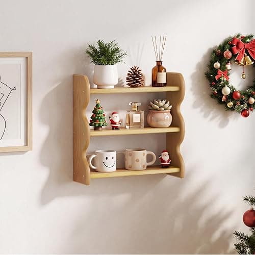 ZUJJAFY Wall Shelf, 3 Tier Hanging Shelves for Room Wall Decor, Wood Trinket Shelf Display for Living Room, Bedroom thumbnail 6