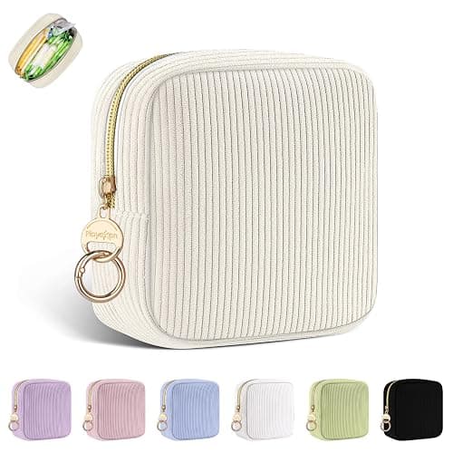 Playexen Period Bag for Teen Girls, Corduroy Sanitary Napkin Storage Bag, Menstrual Pad Pouches Tampon Holder for Purse - Image 1