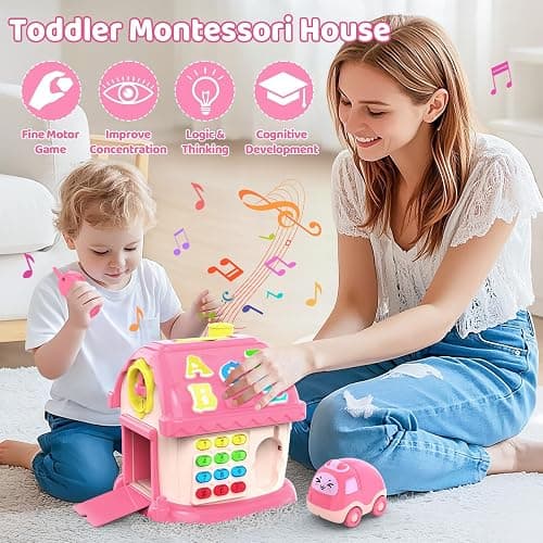 Montessori Toys for 1 Year Old Girl Gifts, 12-in-1 Musical House Toddler Learning Toys for 1-2, 1st First Birthday Gifts for Girls and Boys Baby 6-12 12-18 6-24 Months thumbnail 5