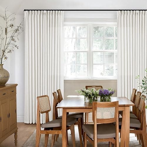 TWODRAPES Beige White Pinch Pleated Linen Curtains 2 Panels 100 Inches Long | Memory Training Shaped, Semi Sheer Pleat Drapes with Hooks Rings, Light Filtering Curtains 40x100 for Living Room Bedroom thumbnail 6