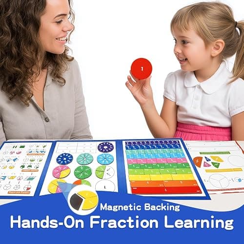 CABVIP Magnetic Fraction Puzzle Set, Fraction Tiles, Math Manipulatives | 120-Piece Fraction Tiles & Circles with Dry-Erase Card for Visual Hands-On Learning, Grades 1-5, Homeschool & Classroom thumbnail 4