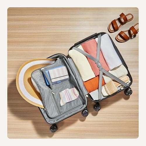 Amazon Basics 21" Hardside Carry-On Luggage, Hardshell Suitcase With Wheels, Expandable For Up to 25% More Space, With Scratch-Resistant Surface, Four Multi-directional Wheels, Rose Gold thumbnail 4