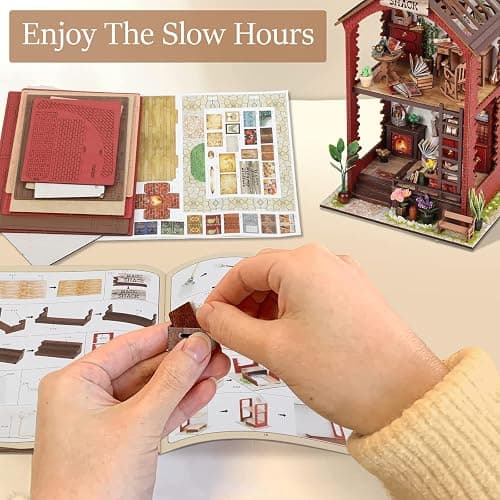 DIY Book Nook Kits Booknook-Creativity 3D Wooden Puzzle Bookend Bookshelf Decor -Booknook Kit for Adults Miniature House Dollhouse Kit with LED Light Crafts for Adult thumbnail 6