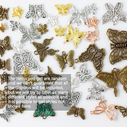 stino 100g Metal Pendant Charms for Jewelry Making, Bulk Silver & Gold Plated Charms for Braclet Necklace Crafts, Animal Plant Flower Pet and so on thumbnail 5
