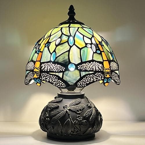 HWDFEI Small Tiffany Mushroom Table Lamp,Mini Memory Sympathy Antique lamp 8X11 Inch (Brown Dragonfly) thumbnail 3