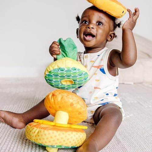 Melissa & Doug Multi-Sensory Pineapple Soft Stacker Infant Toy - Stacking Toys For Babies, Pineapple Stacking Toy For Infants thumbnail 2
