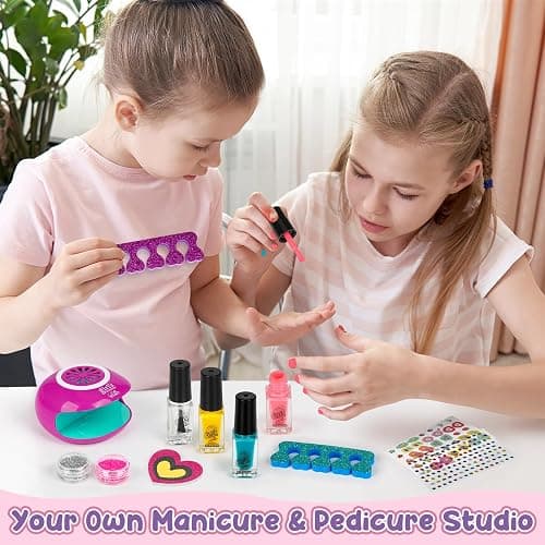 Kids Foot Spa & Nail Kit - Kids Spa Day Kit for Girls with Mask Foot Bath and Nail Dryer - Manicures Pedicure Toy Kit Nails Art Salon Girl Stuff - Christmas Birthday Gifts for 6 7 8 9 10-12 Year Old thumbnail 5