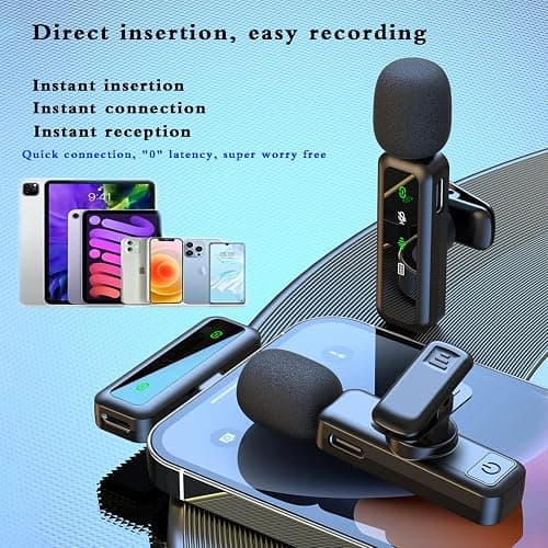 XIXIXIAXIA Micro Cravate sans Fil pour iPhone,iPad, Android,Caméra, Ordinateur, Portable, Mini Microphone avec réduction du Bruit, appairage Automatique,pour Vlogging,Enregistrement vidé, Vlog thumbnail 5
