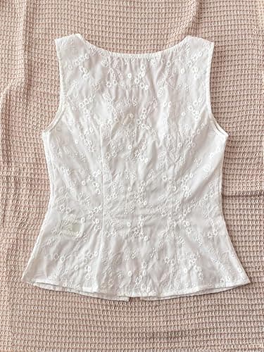 SweatyRocks Women's Bow Tie Front V Neck Floral Embroidery Tank Blouses Tops thumbnail 3