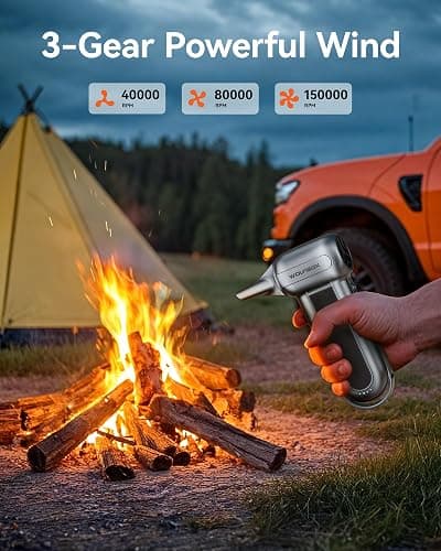 WOLFBOX MF100 Electric Air Duster-150000RPM Super Power Cordless Air Duster, Rechargeable Brushless Motor Durable Blower, 3-Gear Adjustable Dust Blower for Computer, Keyboard, Outdoor, House and Car thumbnail 5