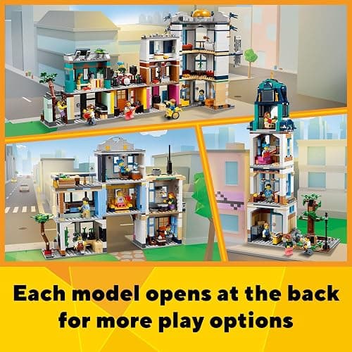 LEGO Creator 3 in 1 Main Street Building Toy Set, Features a Toy City, Art Deco Building, Market Street, Hotel, Café, Music Store and 6 Minifigures, Endless Play Possibilities for Kids, 31141 thumbnail 4