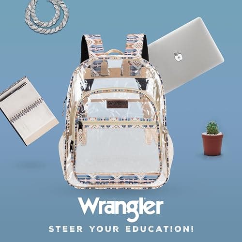 Wrangler Clear Backpack for Girls- Water Resistant Clear Bookbag, Plastic See Through Backpack for Stadium Events and School thumbnail 6