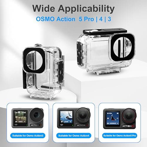 FitStill 196FT/60M Underwater Waterproof Case with Magnetic Quick Release Interface Compatible with DJI Osmo Action 5 Pro Action 4 Action 3,Protective Cover Invisible Diving Action Shell Accessory Kit thumbnail 3