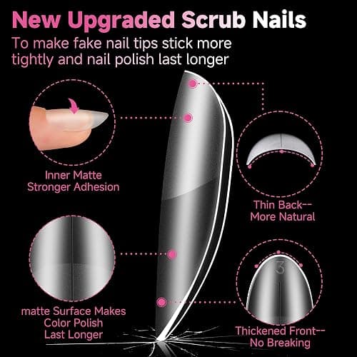 UNA GELLA Short Oval Almond Nails, 504Pcs Pre-shape Fake Nails Full Matte Cover Acrylic Round Almond Gel Nail Tips, 15 Sizes No C Curve Press on Nails for Nail Extension Art DIY Salon thumbnail 5