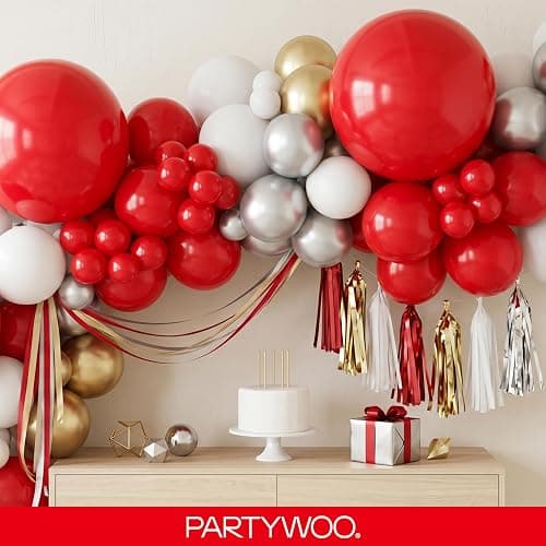PartyWoo Red Balloons 140pcs Different Sizes of 18 12 10 5 Inch | Balloons for Birthday Graduation Bachelorette Citizenship Anniversary Cherry Casino Theme Party Decorations Red-Y57 thumbnail 8
