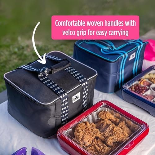 Fancy Panz - Pink Insulated Casserole Carrier Bag - Insulated Thermal Bags for Hot & Cold Food Holds 2 Standard Size Fancy Panz - 2 Pockets - Food Container - Hosting Essentials thumbnail 4