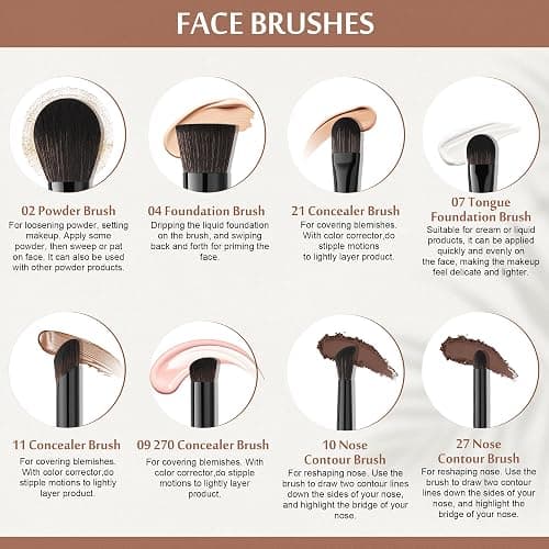 Docolor Makeup Brushes Set Professional 30Pcs Obsidian Makeup Brushes Premium Synthetic Powder Kabuki Foundation Contour Blush Concealer Eye Shadow Blending Eyeliner Crease Eyebrow Make Up Brush Kit thumbnail 6
