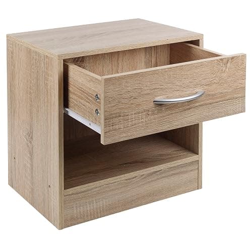 URBNLIVING 1 Drawer Compact Wooden Bedroom Bedside Cabinet Furniture Nightstand Side Table (Anthracite Oak) thumbnail 8