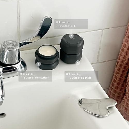 Cadence Travel Containers Basic Skincare Set - Magnetic Containers with Lids,Carry On Travel Essentials For Women/Men - 3 Small Capsules (0.56oz) - Cleanser, Moisturizer & Sun-Icon Labels - Charcoal thumbnail 3