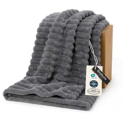 Bedsure GentleSoft Frost Gray Fleece Blanket for Couch - Cozy Soft Blankets for Women, Cute Small Throws for Girls, 50x60 Inches - Image 1