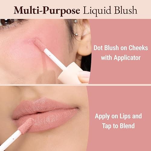 Exmiloo Liquid Blush - Lightweight Liquid Blush for Cheeks - Long-Lasting Liquid Matte Blush Makeup, Blendable & Buildable, Vegan & Cruelty-Free, Sheer Nude thumbnail 5
