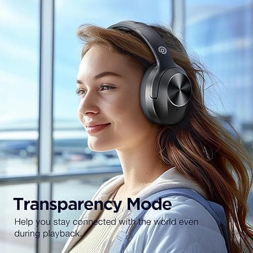 Upgrade Pro‑level Hybrid Active Noise Cancelling Headphones with HD Sound, Wireless Bluetooth Headphones Over The Ear Unequaled Comfort, Vivid Deep Bass, for Home Office Travel Birthday Gift, Black thumbnail 7