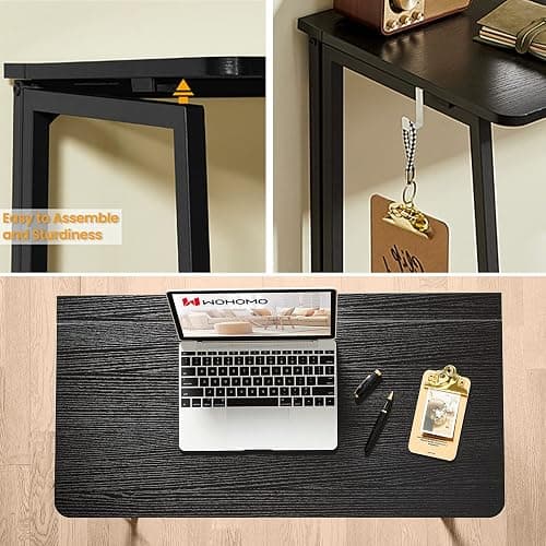 WOHOMO Folding Computer Desk, Small Writing Foldable Desk 31.5", Space-Saving Laptop Table, Easy Assemble Workstation for Home Office,Black thumbnail 7