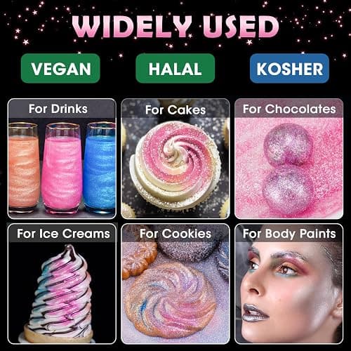 NiHome Edible Food-Grade Glimmer Powder Glitter Luster Dust Metallic Food Decorating Sprinkle Glimmery Dust for Drink Wine Beverage Cake Candy Dessert Bakery Restaurant Vegan (0.18oz/5g, Pink) thumbnail 2