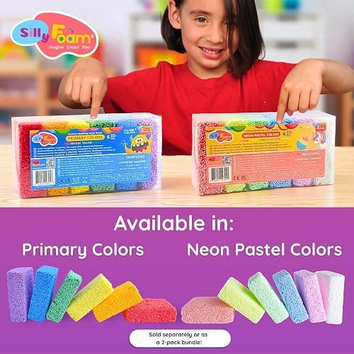 Silly Foam, Creative Modeling Foam Beads, 1-Pack of 6 Primary Colors, Easy Clean Up, Perfect for Preschool and Kids, Arts & Crafts, Sensory Play, STEM, Travel Toy, Holiday Gifts, Non-Toxic (Age 3+) thumbnail 8