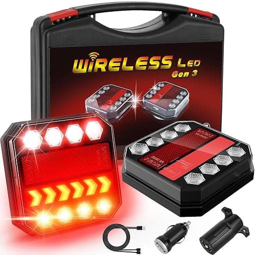TLKTL Wireless Trailer Lights Magnetic, Wireless Tail Lights for Trailer | Rechargeable Tow Light LED Kit with Retro-reflectors for Trucks, Boat, RV, Vehicle, Caravan, IP65 Waterproof - Image 1