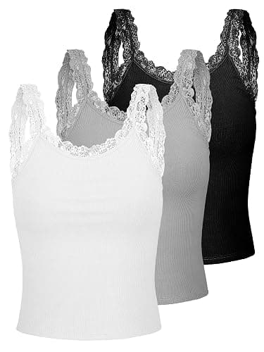 Sintege Women's Lace Patchwork Tank Top Lace Camisole Tank Sleeveless Cami Crop Y2k Tops - Image 1
