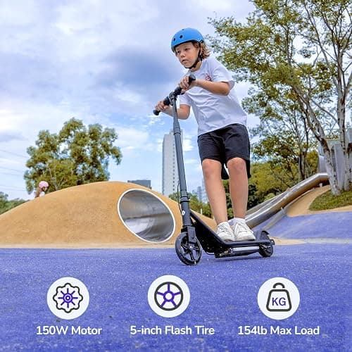 isinwheel S2 Electric Scooter for Kids Ages 6-12, 150W Motor, Adjustable Height, 2 Speeds Adjustable, Colorful Lights, Double Brake, Kids Electric Scooter with Magnetic Charging, Ideal Gifts for Kid thumbnail 5
