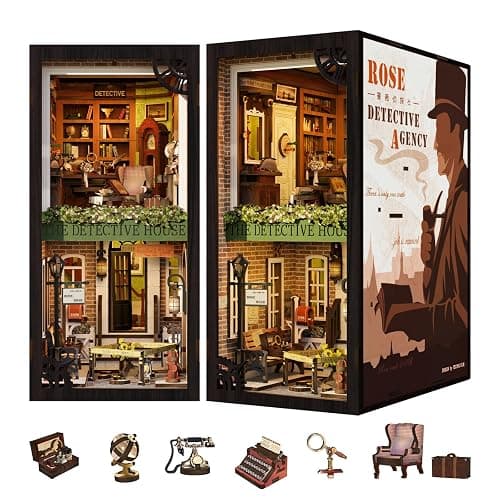 CUTEBEE Book Nook Kit - DIY Miniature House Dollhouse Kit for Adult and Teens, Booknook Bookshelf Decor Alley Model Build with LED Light, Gifts for Family and Friends - Image 1