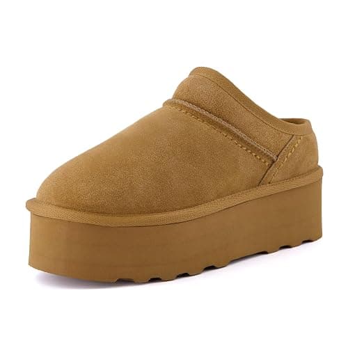 CUSHIONAIRE Huggy-2 Platform Slippers for Women, Cozy Genuine Suede Slip-On Ankle Boots for Indoor Outdoor Wear, Womens Slippers thumbnail 9