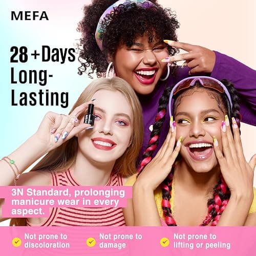 MEFA Gel Nail Polish Kit with Nail Light, 32 Colors Bright Neon Spring Summer Set with Base and Matte/Glossy Top Coat Nail Art Decorations Tools Starter Kit DIY Salon Home Gifts for Women Girls thumbnail 5