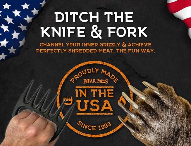 Bear Paws Meat Claws - The Original Meat Shredder Claws for Pulled Pork, USA Made - Easily Lift, Shred, Pull and Serve Pork, Chicken, Brisket and Turkey - Gift for Dad on Christmas! (Black) thumbnail 4