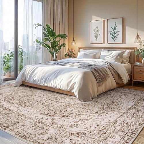 Lofus 5x7 Area Rugs for Living Room, Washable Area Rug, Rugs for Bedroom, Kitchen, Vintage Boho Carpet, Soft Non-Slip, Low Pile Large Area Rug for Office Dining Room, Vintage Beige Brown thumbnail 6