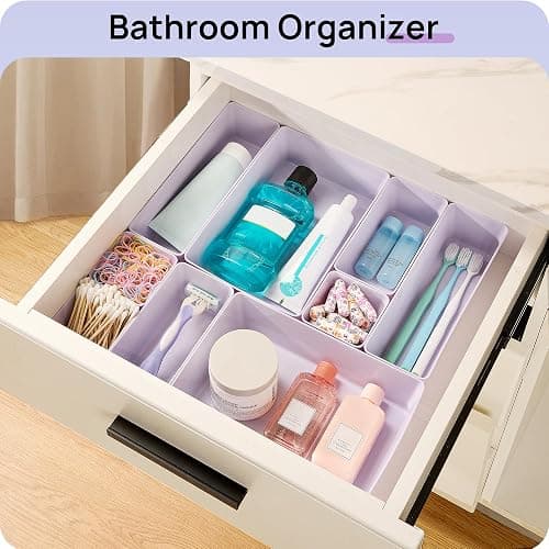 Vtopmart 25 Pack Drawer Organizers with Non-slip Pads, 4 Size，Lilac | Versatile Makeup Organizer, Storage Containers Small Bins for Bathroom, Kitchen, Bedroom and Office thumbnail 5