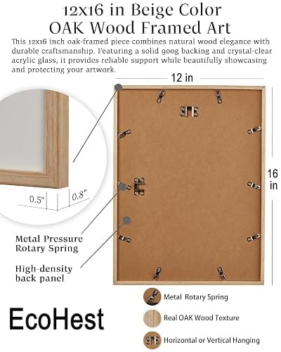 EcoHest 12x16 in Psalm 104:25 Coastal Seashell Framed Christian Wall Art | Natural Oak Wood Frame with Canvas Wall Art, Scripture Bible Verse Decor for Bedroom, Living Room, Office, Church, 1Pack thumbnail 5